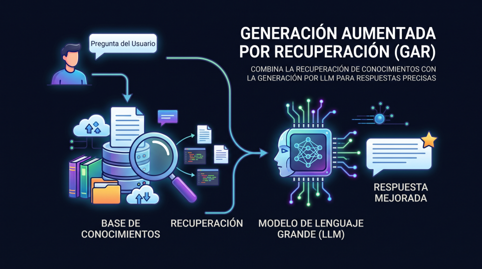 Diagrama de arquitectura RAG (Retrieval-Augmented Generation) para empresas